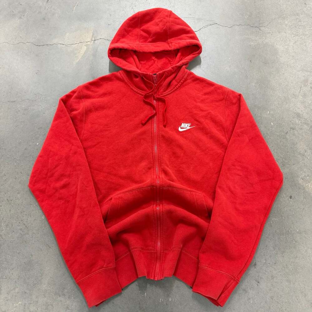 Nike Sportswear Club Fleece Full-Zip Hoodie Red Size Large